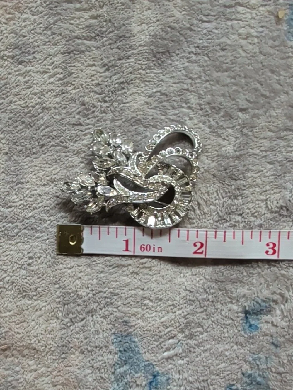 Vintage Crystal Art Deco Silver-Tone Brooch - MCM Costume Jewelry